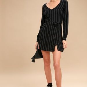 Presley Black Striped Long Sleeve Dress Small
